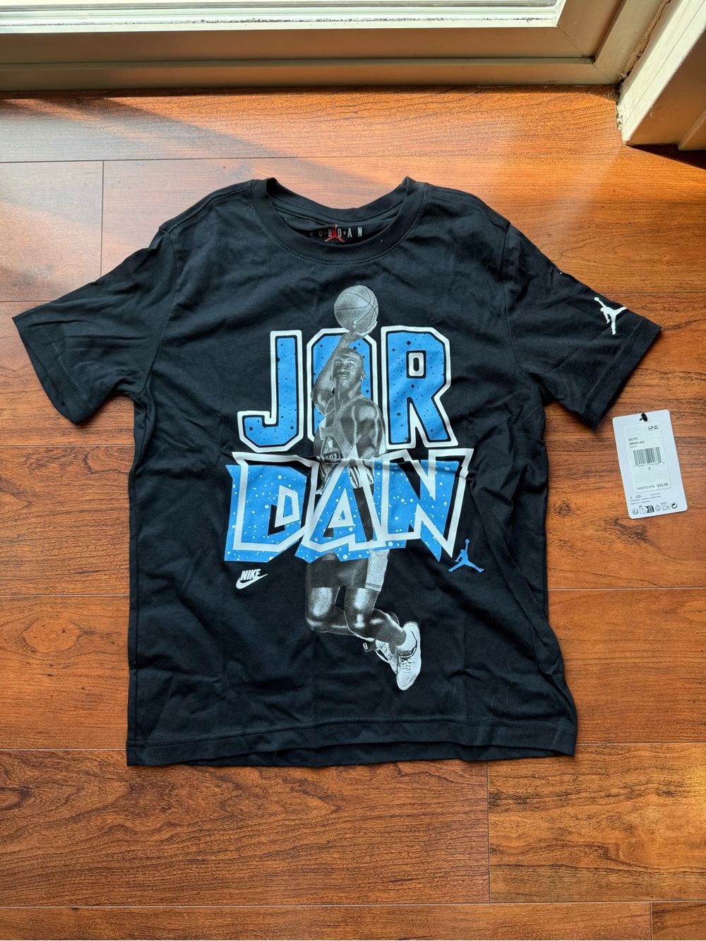 Jordan Black Tee with Blue Graphic Jumpman